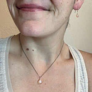 Dusk Earrings - peach moonstone gemstone drop earrings - Foamy Wader