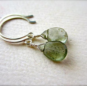 Freckles Earrings - moss aquamarine gemstone drop earrings - Foamy Wader