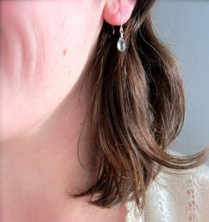 Freckles Earrings - moss aquamarine gemstone drop earrings - Foamy Wader