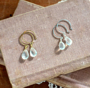 Greens Earrings - lemongrass green prehnite gemstone drop earrings - Foamy Wader