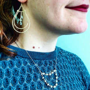 Hammock Earrings - handmade double teardrop statement dangle earrings - Foamy Wader