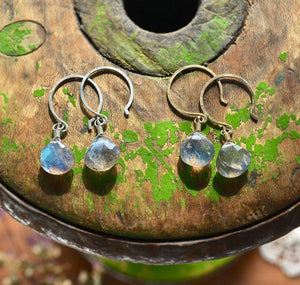 Lightning Earrings - magic labradorite gemstone drop earrings - Foamy Wader