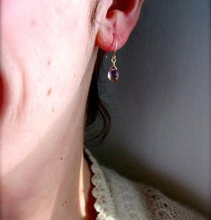 Lilac Earrings - light purple ametrine gemstone drop earrings - Foamy Wader