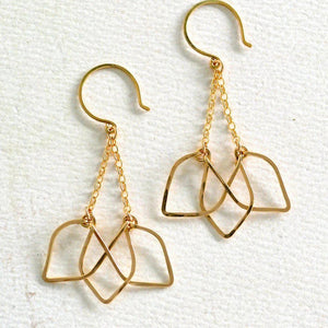 Lotus Earrings - handmade blooming lotus silhouette dangle earrings - Foamy Wader