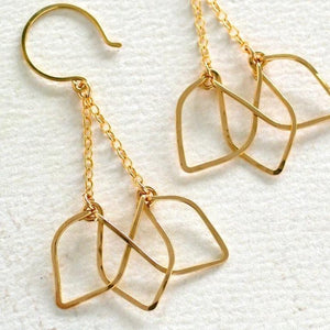 Lotus Earrings - handmade blooming lotus silhouette dangle earrings - Foamy Wader