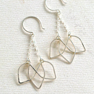 Lotus Earrings - handmade blooming lotus silhouette dangle earrings - Foamy Wader