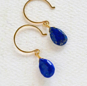 Midnight Earrings - cobalt blue lapis lazuli gemstone drop earrings - Foamy Wader
