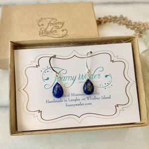 Midnight Earrings - cobalt blue lapis lazuli gemstone drop earrings - Foamy Wader