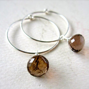 One Last Kiss Hoop Earrings - classic round hoops with gemstone dangles - Foamy Wader