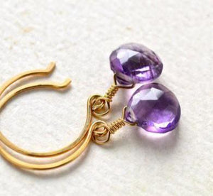 Passiflora Earrings - purple amethyst gemstone drop earrings - Foamy Wader