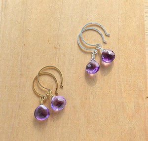 Passiflora Earrings - purple amethyst gemstone drop earrings - Foamy Wader