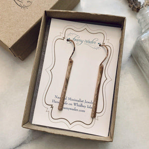 Pillar Earrings - handmade sleek nautical minimalist dappled bar earrings - Foamy Wader