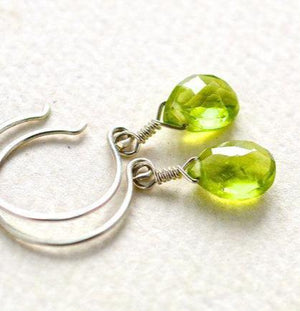 Pomme Earrings - apple green peridot gemstone drop earrings - Foamy Wader