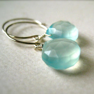 Sayuri Earrings - aqua blue chalcedony soothing gemstone drop earrings - Foamy Wader