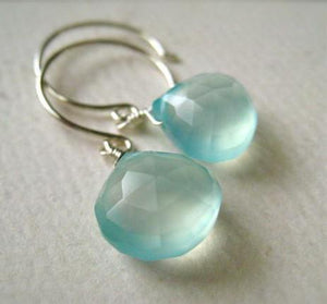 Sayuri Earrings - aqua blue chalcedony soothing gemstone drop earrings - Foamy Wader