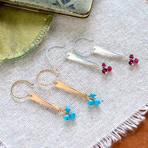 Sea Spray Earrings - modern dangle spike earrings with birthstones - Foamy Wader