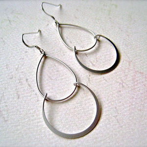 Serena Earrings - classy double drop earrings with teardrop and crescent - Foamy Wader