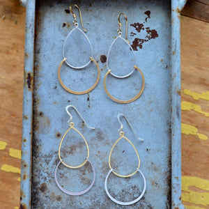 Serena Earrings - classy double drop earrings with teardrop and crescent - Foamy Wader