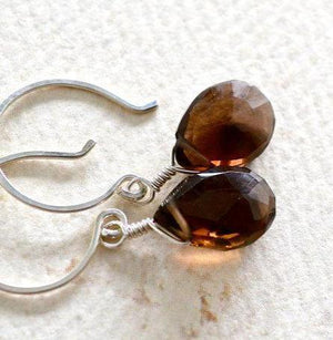 Silt Earrings - brown smoky quartz gemstone drop earrings - Foamy Wader