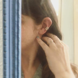 Sliver Ear Cuff - handmade thin crescent stackable cuff earring - Foamy Wader