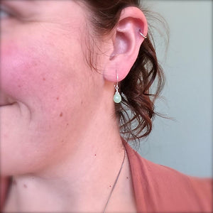 Soft Mint Earrings - mint green chrysoprase gemstone drop earrings - Foamy Wader