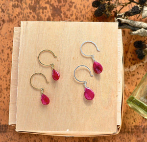 Sookie Earrings - crimson red ruby gemstone drop earrings - Foamy Wader