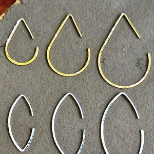 The Point Hoop Earrings - 14K gold handmade hammered teardrop open hoop earrings - Foamy Wader