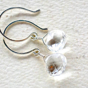 Tivoli Earrings - sparkly white topaz gemstone drop earrings - Foamy Wader