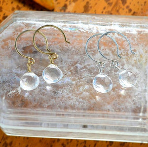 Tivoli Earrings - sparkly white topaz gemstone drop earrings - Foamy Wader