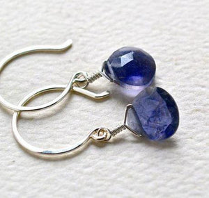 Twilight Earrings - violet iolite gemstone drop earrings - Foamy Wader