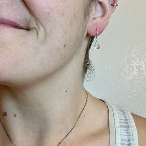 Vie en Rose Earrings - blush pink rose quartz gemstone drop earrings - Foamy Wader