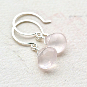 Vie en Rose Earrings - blush pink rose quartz gemstone drop earrings - Foamy Wader
