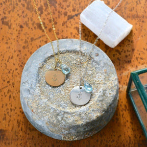 Anchor Necklace - handmade nautical anchor charm necklace with aquamarine - Foamy Wader