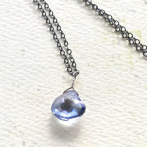 Azure Necklace - blue mystic quartz gemstone solitaire necklace - Foamy Wader