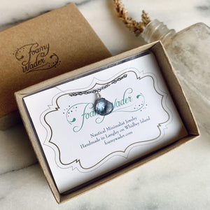 Azure Necklace - blue mystic quartz gemstone solitaire necklace - Foamy Wader