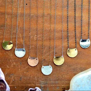 Barnacle Necklace - dappled half-moon semi-circle pendant necklace - Foamy Wader