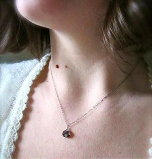 Black Sea Necklace - black striped tourmalinated quartz solitaire necklace - Foamy Wader