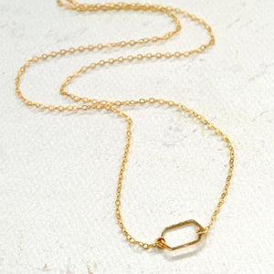 Buoy Necklace - handmade elongated hexagon silhouette charm necklace - Foamy Wader