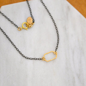 Buoy Necklace - handmade elongated hexagon silhouette charm necklace - Foamy Wader