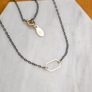 Buoy Necklace - handmade elongated hexagon silhouette charm necklace - Foamy Wader