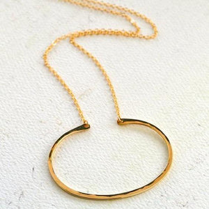 Canoe Necklace - handmade oval hammered boating pendant necklace - Foamy Wader