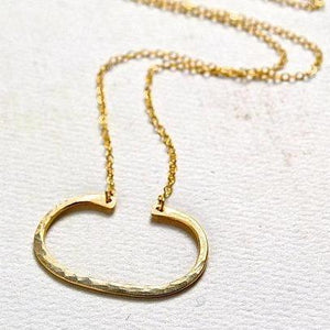 Canoe Petite Necklace - handmade oval hammered boating pendant necklace - Foamy Wader