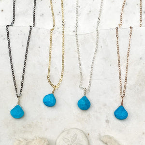 Cozumel Necklace - blue tuquoise gemstone solitaire necklace - Foamy Wader