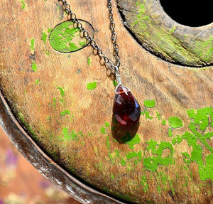 Cranberry Necklace - crimson red garnet gemstone solitaire necklace - Foamy Wader