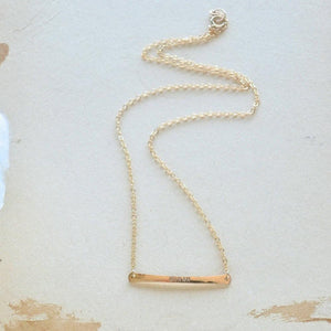 Custom Tiny Name Necklace - horizontal bar custom name necklace in 14k solid gold - Foamy Wader