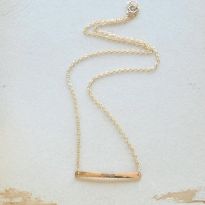 Custom Tiny Name Necklace - horizontal bar custom name necklace in gold, silver, rose gold - Foamy Wader