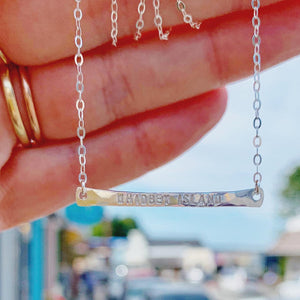 Custom Tiny Name Necklace - horizontal bar custom name necklace in gold, silver, rose gold - Foamy Wader