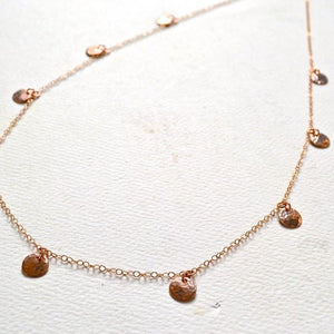 Droplets Necklace - handmade fringe necklace with petite dappled discs - Foamy Wader