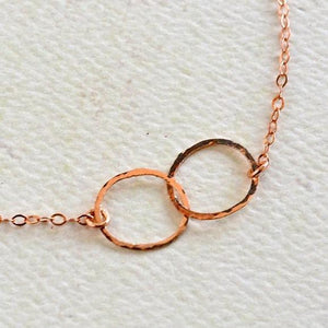 Infinity Necklace - handmade double circle infinity necklace in 14K solid gold - Foamy Wader