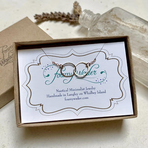 Infinity Necklace - handmade double circle infinity necklace in 14K solid gold - Foamy Wader